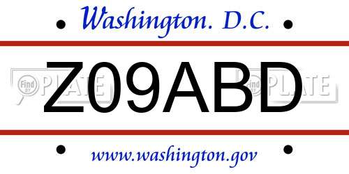 Z09ABD District Of Columbia License Plate