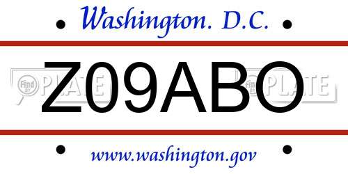 Z09ABO District Of Columbia License Plate