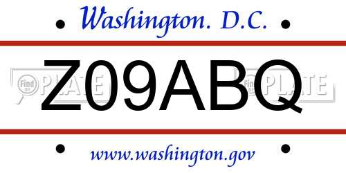 Z09ABQ District Of Columbia License Plate