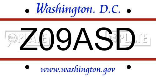 Z09ASD District Of Columbia License Plate