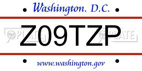 Z09TZP District Of Columbia License Plate