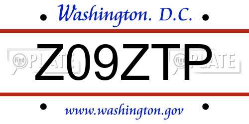 Z09ZTP District Of Columbia License Plate