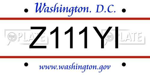 Z111YI District Of Columbia License Plate