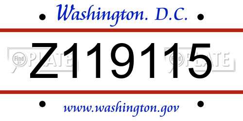 Z119115 District Of Columbia License Plate