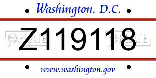 Z119118 District Of Columbia License Plate