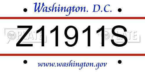 Z11911S District Of Columbia License Plate