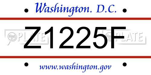 Z1225F District Of Columbia License Plate