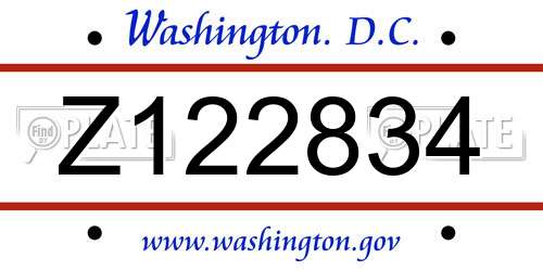 Z122834 District Of Columbia License Plate