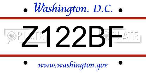 Z122BF District Of Columbia License Plate