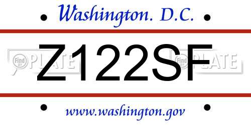 Z122SF District Of Columbia License Plate
