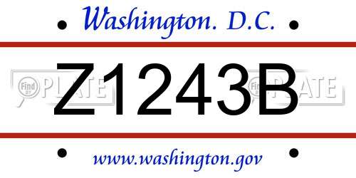 Z1243B District Of Columbia License Plate
