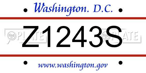 Z1243S District Of Columbia License Plate