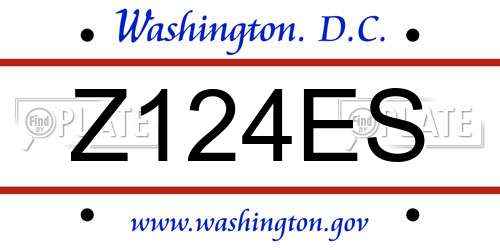 Z124ES District Of Columbia License Plate