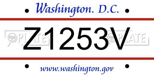 Z1253V District Of Columbia License Plate