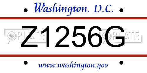 Z1256G District Of Columbia License Plate
