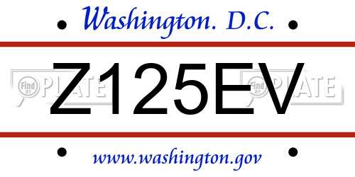 Z125EV District Of Columbia License Plate
