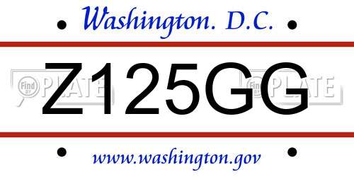 Z125GG District Of Columbia License Plate