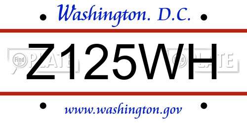 Z125WH District Of Columbia License Plate