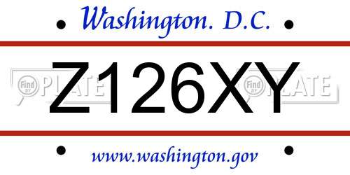 Z126XY District Of Columbia License Plate