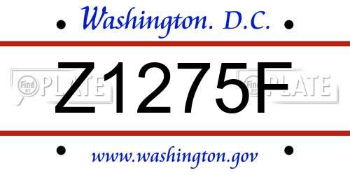 Z1275F District Of Columbia License Plate