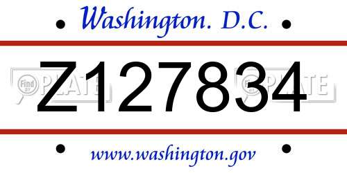 Z127834 District Of Columbia License Plate