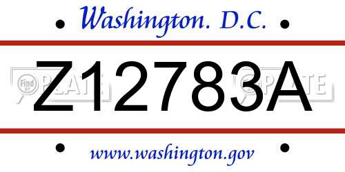 Z12783A District Of Columbia License Plate