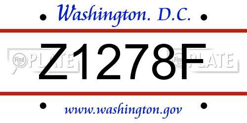 Z1278F District Of Columbia License Plate