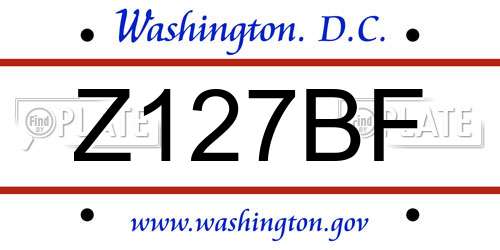 Z127BF District Of Columbia License Plate