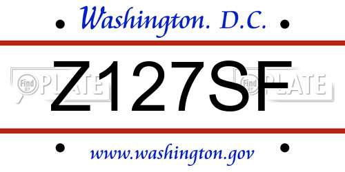 Z127SF District Of Columbia License Plate