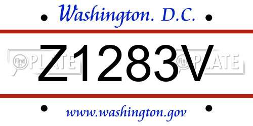 Z1283V District Of Columbia License Plate