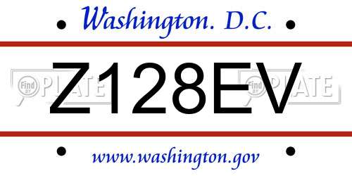 Z128EV District Of Columbia License Plate