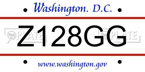 Z128GG District Of Columbia License Plate