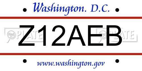 Z12AEB District Of Columbia License Plate