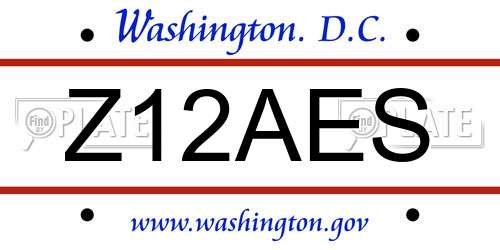 Z12AES District Of Columbia License Plate