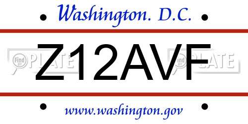 Z12AVF District Of Columbia License Plate