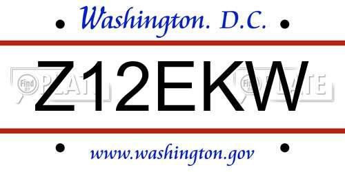 Z12EKW District Of Columbia License Plate