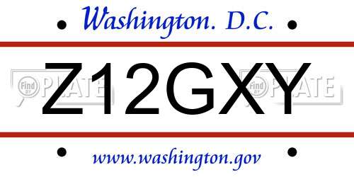 Z12GXY District Of Columbia License Plate