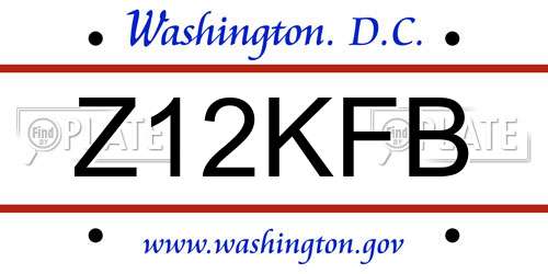Z12KFB District Of Columbia License Plate