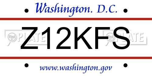 Z12KFS District Of Columbia License Plate