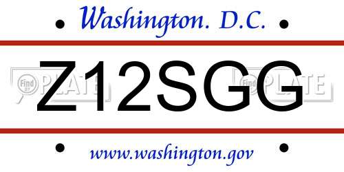 Z12SGG District Of Columbia License Plate