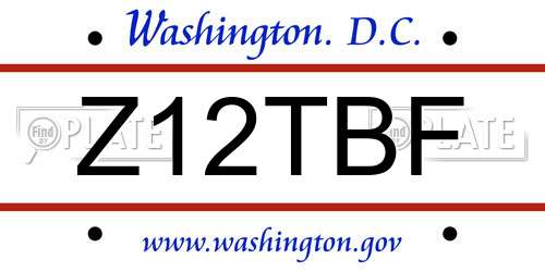Z12TBF District Of Columbia License Plate