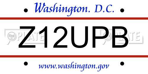 Z12UPB District Of Columbia License Plate