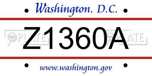 Z1360A District Of Columbia License Plate