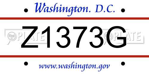 Z1373G District Of Columbia License Plate
