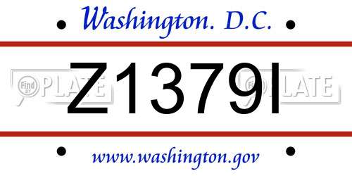 Z1379I District Of Columbia License Plate