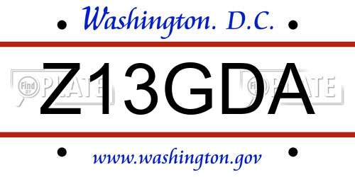 Z13GDA District Of Columbia License Plate