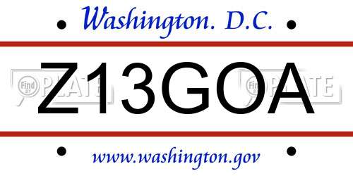 Z13GOA District Of Columbia License Plate