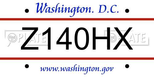 Z140HX District Of Columbia License Plate