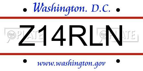 Z14RLN District Of Columbia License Plate