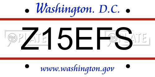Z15EFS District Of Columbia License Plate